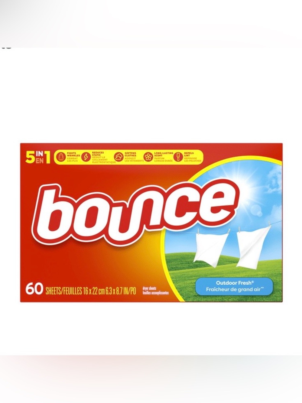 Bounce Dryer Sheets - Outdoor Fresh - 60 Sheets